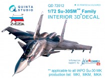 Quinta Studio QD72012 3D Декаль интерьера кабины Су-30СМ (для модели Звезда) 1/72