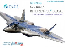 Quinta Studio QD72004g 3D Декаль интерьера кабины Су-57 (для модели Звезда 7319) (серые панели)