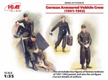 ICM 35614 Фигуры Германский экипаж бронеавтомобиля (1941-1942 г.), (4 фигуры и кот)
