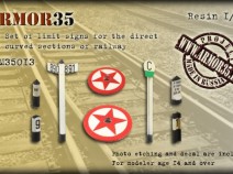 Armor35 ARM35013 The Set of limit signs for the direct and curved sections of railway 1/35
