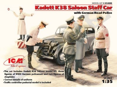 ICM 35480 Opel Kadett K38 Saloon Staff Car with German Road Police