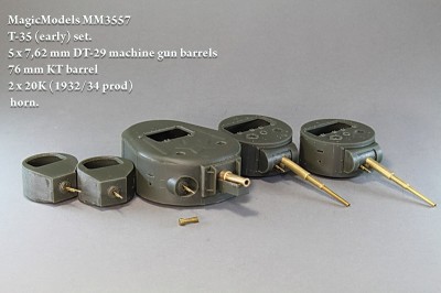 Magic Models MM3557 Комплект стволов и пулеметов для Т-35 (ранние серии). Ствол пушки КТ, два ствола пушки 20К обр. 1932