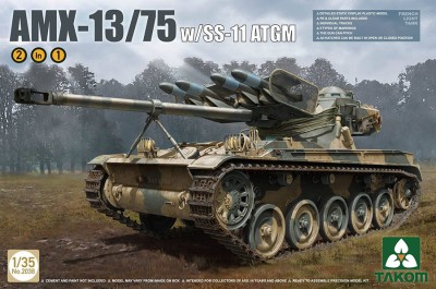 Takom 2038 1/35 French Light Tank AMX-13/75 with SS-11 ATGM 2 in 1