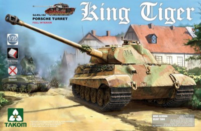 Takom 2073 1/35 WWII German Heavy Tank Sd.Kfz.182 King Tiger Porsche Turret с интерьером [без циммерита]