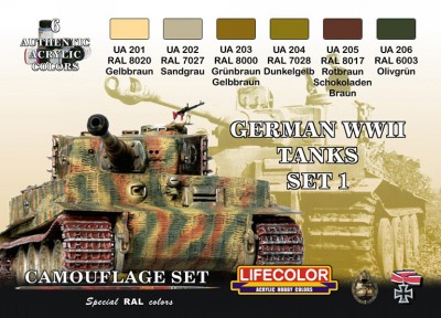 LifeColor CS01 GERMAN WWII TANKS SET#1 (6x 22ml acrylic colours)