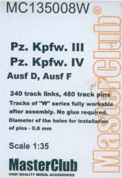 MasterClub MC135008W Траки для Pz.Kpfw.III - Pz.Kpfw.IV 41-44гг с полым гребнем 1/35