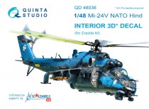 Quinta Studio QD48036 3D Декаль интерьера кабины Ми-24В НАТО (черные панели) (для модели Звезда) 1/48