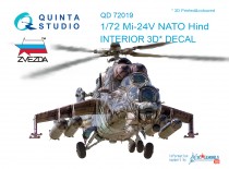 Quinta Studio QD72019 3D Декаль интерьера кабины Ми-24В НАТО (черные панели) (для модели Звезда) 1/72