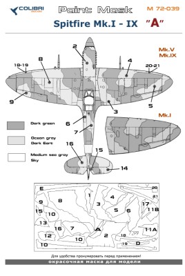 Colibri Decals M48008 Spitfire Mk.I - IX-camouflage A