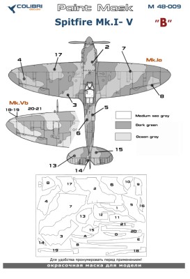 Colibri Decals M48009 Spitfire Mk.I - IX-camouflage B
