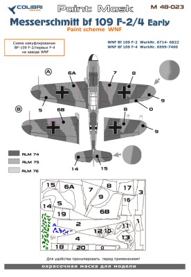 Colibri Decals M48023 Bf 109 F-2/F-4 early  (paint scheme  WNF)