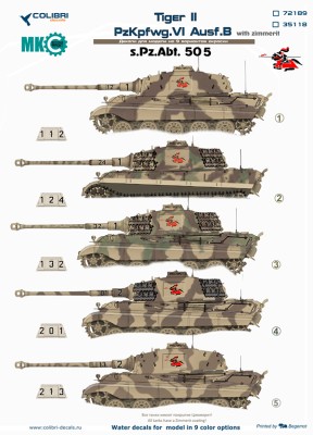 Colibri Decals 35118 PzKpfwg. VI Ausf.B Tiger II (s.Pz.Abt 505)