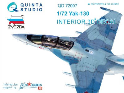 Quinta Studio QD72007  Yak-130  3D-Printed & coloured Interior on decal paper  (for Zvezda kit)