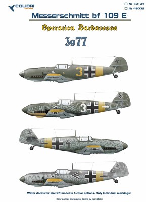 Colibri Decals 72124 Messerschmitt Bf-109 E  JG 77 (Operation Barbarossa)