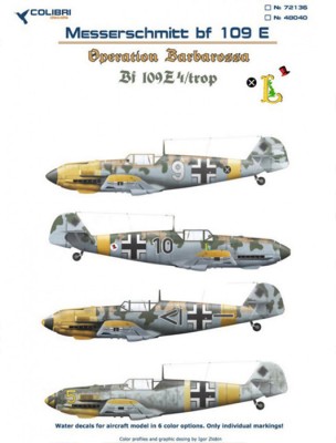 Colibri Decals 72136 Bf-109 E trop (Operation Barbarossa)