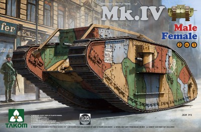 Takom 2076 1/35 WW I Heavy Battle Tank Mk.IV 2 in 1 (в комплекте декали на Фрайкор и рабочие траки)