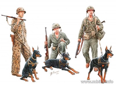 MasterBox MB35155  Dogs In Service In The US Marine Corps WW II 1/35
