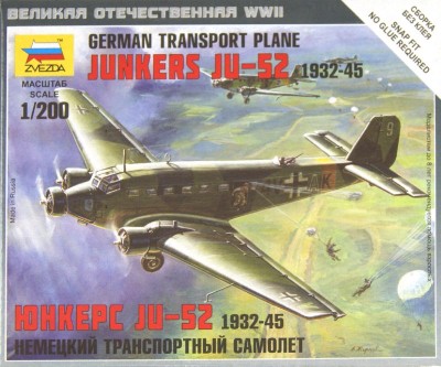 Звезда 6139 немецкий транспортный самолет JU-52 1/200