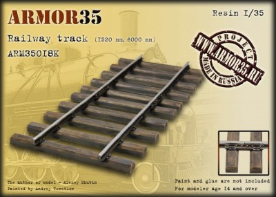 Armor35 ARM35018К Railway track (1520 mm,6000 mm)-Set of details 1/35