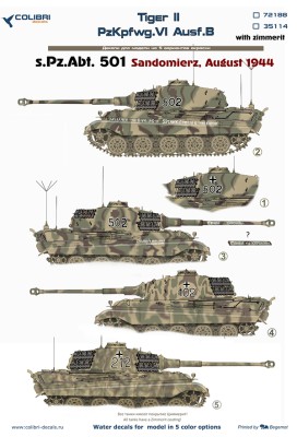 Colibri Decals 35114 PzKpfw VI Ausf.B Tiger II (s.Pz. Abt 501 - Sandomiertz)
